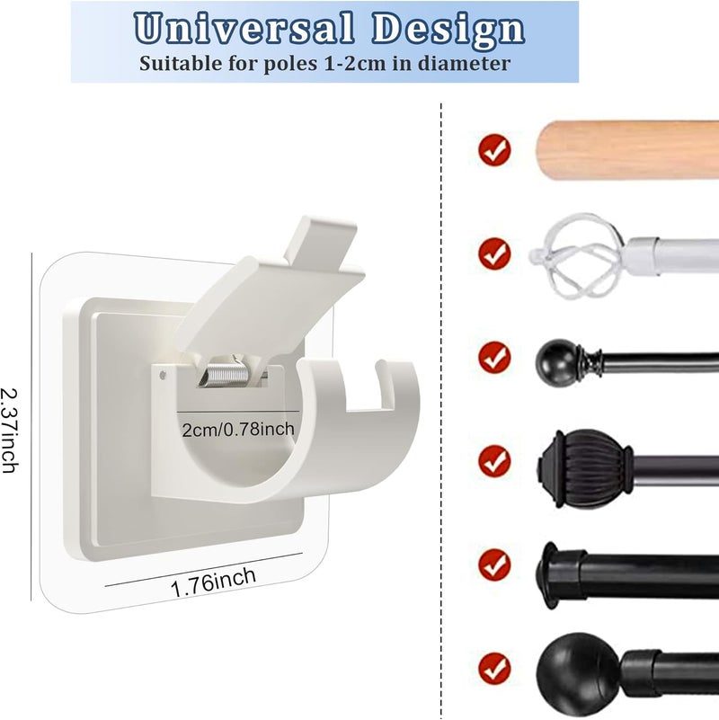 Codoule 8PCS Self Adhesive Curtain Rod Holders No Drill Curtain Rods Brackets No Drilling Nail Free Adjustable Curtain Rod Hooks Curtain Hangers for Bathroom Kitchen Home Bathroom Hotel - Image 3